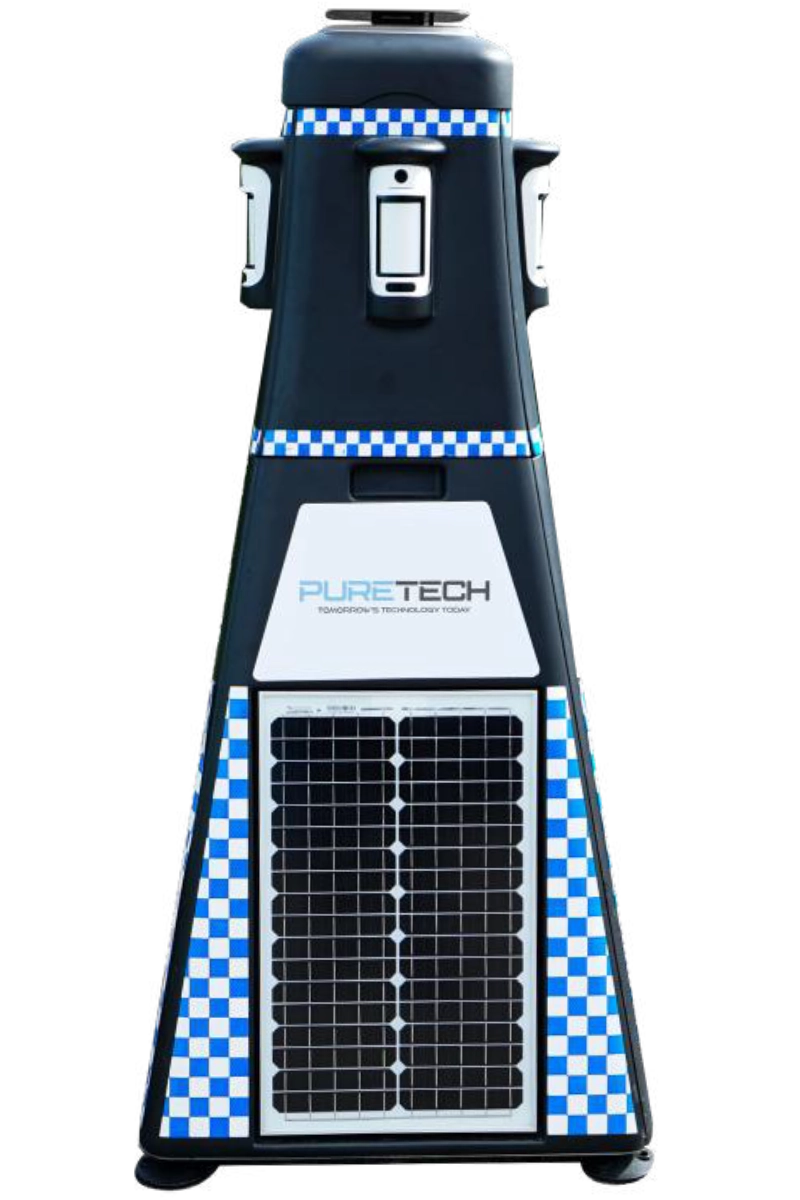 PureTech RapiDetect solar powered rapid deployment CCTV towerProduct image of the PureTech RapiDetect rapid deployment CCTV tower, featuring an integrated solar panel and security detection equipment. Suitable for construction site CCTV, temporary CCTV, vacant property security and remote site monitoring pages.